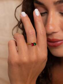 Custom Birthstone Ring, Double Gemstone Heart-Shaped Birthstone Ring. It's A Simple And Personalized Gift, Suitable For Giving To Friends, Besties, Mothers, And Couples. It's An Ideal Personalized Gift For Occasions Like Valentine's Day, Mother's Day, Christmas, Anniversaries, Birthdays, Etc., Gold, Stylish, Colorful, Ideal Gifts For Her, Her, Boyfriend, Girlfriend, Dad, Mom, Family, Friends, For Anniversaries, For Graduation, For Prom, For Party, Gold Jewelry, High School Senior High School Students, College Students, University Students, Freshman, Sophomore, Underclassmen