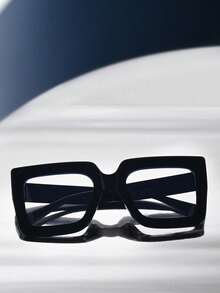 1 副男女通用厚框方形个性化时尚无度数眼镜，适合户外阅读、办公和度假佩戴 - 駭平 - 查看 3