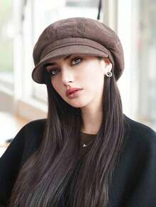 1 pezzo Cappello ottagonale da donna per autunno/inverno, berretto con ampia circonferenza, cappello da giornalaio casual versatile adatto per uso quotidiano, raduni, shopping - A - Visualizzare 7
