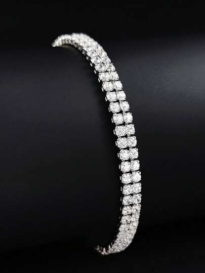 MOONSO 1pc Elegant & Fashionable Women's Zirconia Bracelet, 2-3 Row Design, High-End Versatile & Stylish, Suitable For Daily, Party, Banquet, S5438