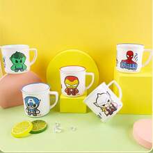 Marvel Mundwasser Becher Haushalt einfach kreativ Q Version Studenten Einzelgriff Becher, Badezimmer Zahnbürstenbecher mit Griff, Iron Man Becher