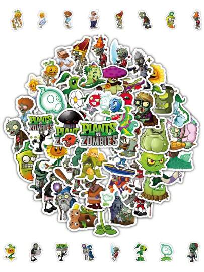 PVZ Sticker Cartoon Anime Figure PVZ Peashooter Sunflower Image Stickers Manual DIY Puzzle Paster Mini-Game Waterproof Sticker Festival Gifts Party Gifts A Birthday Present Luggage Notebook Computer Mobile Phone Decoration Sticker New HOT Figures Water Bottle Stickers Games