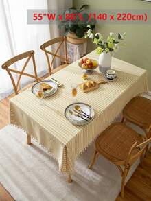 Modern Plaid Tassel Tablecloth For Spring/Summer, Suitable For Picnic, Party, Restaurant, Kitchen, Cafe, Daily Decoration - Multicolor - View 12