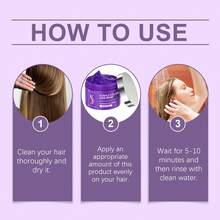 100ml Purple Shampoo And 100g Hair Mask Set For Blonde And Gray, Remove Yellow And Lock Color, Infused With Cocos Nucifera Oil, Repairs, Hydrates,Yellowing Cleansing Nourishing Shampoo - Purple - View 10
