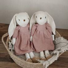 INS Nordic Home 1pc Forest Rabbit Plush Animal Doll, Fabric Stuffed Doll Gift For Boys And Girls Birthday, Room Decor For Boys, Animals, Boys Room, Girls Room, Pink, Plush Animal, Gift