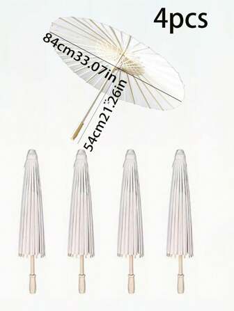 4pcs/1pc Blank Oil-Paper Umbrellas, Diy Handmade Materials, Hand-Painted White Umbrellas, Ancient-Style Props, Wedding Paper Umbrellas, Gifts