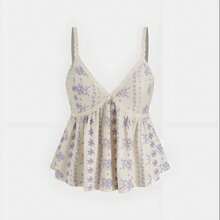 Women's Going Out Crop Tops Print Trim Spaghetti Strap Summer Camisole - 藍色 - 查看 5