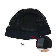 1 pieza de gorro de peluca con diadema de color negro, gorro de agarre de peluca con agujero ajustable, material de seda de hielo para hacer peluca con diadema - Negro - Ver 6