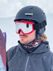 新款一体式大框黄色镜片夜视滑雪镜，加厚防风，适用于单/双板户外运动骑行徒步登山广视野防护眼镜滑雪雪地防风