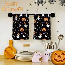 2/4 Pcs Set, Dish Towels, Pumpkin Face Print Microfiber Modern Absorbent Cloth, Halloween, Cooking And Baking Tea Towels, Printed Dish Cloths, Cleaning Towels, Hand Towels, Super Soft And Highly Absorbent, Gift For Neighbors, Moms, Friends, Birthday, Halloween, Housewarming, Kitchen Decor, Household Essentials