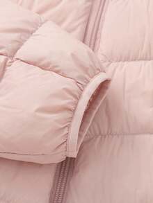 Balabala Áo khoác phao nhẹ cho bé gái tuổi teen thu/đông – Có mũ trùm đầu chống nước và dầu, phong cách gia đình - trắng đỏ - Xem 8