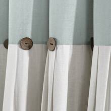 Linen Button Window Curtain Panels Single Dark Linen 40X84 Halloween-Fall Decor-Room Decor - Blue/White - View 3