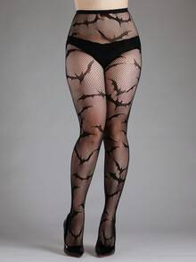 1 đôi tất lưới kiểu Gothic, tất lưới phù thủy cho dịp lễ/Giáng sinh - màu đen - Xem 1