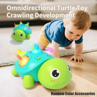 6-12 Months Baby Toys, Musical Turtle Crawling Toy, Baby Essentials, Baby Development Birthday Gift, Early Learning Educational Toy With Light & Sound Effects, 0-1 Year Old Baby Toys For Boys & Girls (Requires 3 AA Batteries, Not Included)