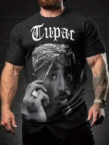 New Men's Summer 3D Digital Print  Pattern T-Shirt - Black Casual Short Sleeve Round Neck Top, Breathable And Durable For Daily Wear, Essential For Sports And Concerts, Machine Washable, Perfect Gift, Comfortable Loose Fit, Soft Texture, Street Style,  Printed Shirt, Streetwear - 混合色 - 查看 1