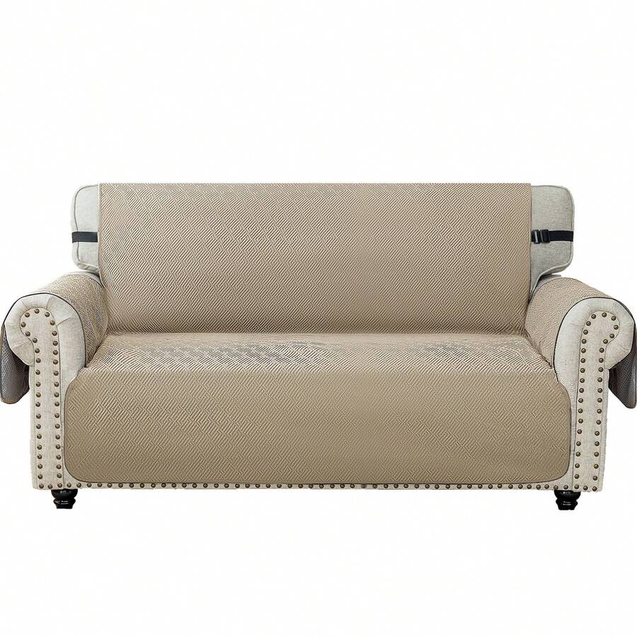 YSTYLE Vỏ bọc ghế sofa 1/2/3/4 chỗ có tay vịn, Vỏ bọc ghế bành đa năng, Vỏ bọc ghế sofa chống trượt, Vỏ bọc ghế sofa chống trầy xước, Vỏ bọc ghế sofa chống bẩn, Tấm bảo vệ ghế sofa cho mèo và chó - Màu Khaki - Xem 1