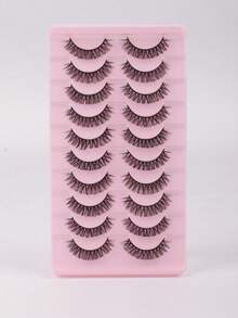 10 Pairs Russian Style False Eyelashes, D-Curl Thick & Fluffy Lashes For Daily & Party, Charming Eye Makeup, Travel Essential,Festival Lashes,Rave Makeup,Glitter Eyelashes,Rave Party Accessories - Multicolor - View 10