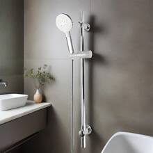 Adjustable Shower Rod Replacement Bracket Shower Head Bracket With Slip On Adjustable Shower Rod Telescopic Lift Rod Suitable For Bathroom Shower Enclosures - Silver - View 8