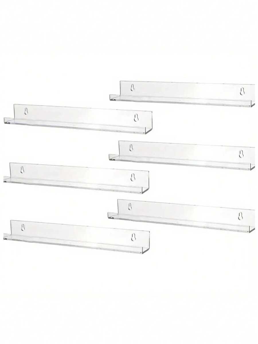 6 件亚克力透明指甲油展示架，壁挂式收纳架，适用于卧室、浴室、沙龙、指甲油和唱片收藏，4 英寸/12 英寸