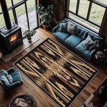 3x5 Rugs, 2x3 Rug, Southwestern Rustic Area Rug, Colorful Geometric Door, Washable & Non - Slip Small Carpet, Home Decor - Nâu vàng đen - Xem 2