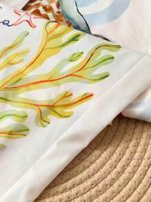 女士超大春夏时尚度假休闲度假风格梦幻海洋元素独特印花腰袋阔腿裤早午餐装 - 彩色 - 查看 4