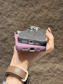 Capa capinha com lente de Câmera Luxo Bling Glitter Para Magsafe Magnético de iPho ne16/15/14/13/12/11/pro/promax - Rosa Bebê - Visão 4