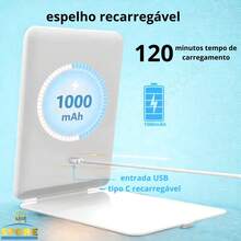 Rechargeable LED Makeup Mirror Portable Folding 3 Lights Touch Modern - Màu hồng gỉ - Xem 3