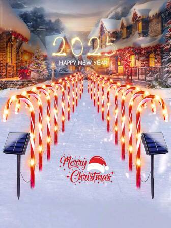 1 Solar Christmas Candy Stick Light. This Is An Outdoor Waterproof Solar-Powered LED Christmas Candy Stick Decorative Light With 8 Lighting Modes. It Is Suitable For Christmas Tree Decoration, Christmas Scene Gardens, Corridors, Patios, Backyards, Lawns, Courtyards, Fences, Sidewalks, Steps, And Decorations In Outdoor Environments.