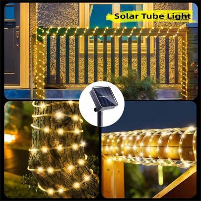 1 pezzo Luci a tubo solare per esterni, 50/100 LED Luci a stringa fatate, 8 modalità di illuminazione per feste, cortile, casa, matrimonio, decorazion