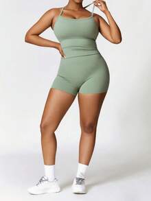 MASKERT “大码”女士瑜伽服、大码女士运动服、大码女士跑步服、大码女士家居服 - 綠色 - 查看 5