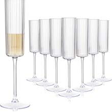 5.5盎司亚克力可重复使用香槟杯，条纹牢不可破的高脚杯，现代而优雅，适合婚礼、周年纪念、圣诞节、生日 - 彩色 - 查看 12