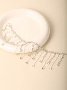 1PC Fashion Summer Beach Artificial Crystal Tassel Anklet For Women, Suitable For Beach, Party, Vacation