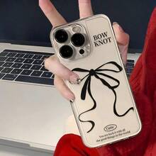 带蝴蝶结丝带的透明手机壳，适用于 16 15 14 13 12 11 XS XR X 8 7 Mini Plus Pro Max SE2 和 Galaxy S24 Ultra 5G S24 Ultra S24 S23+ S23 Ultra S23 FE S23 S22+ S22 Ultra S22 5G S22 S25 S25 Plus S25 Ultra S25 Edge 系列，节日礼物，生日礼物，女朋友，男朋友，朋友或自己，全覆盖保护 - 無色 - 查看 5