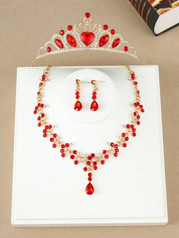 4 piezas Conjunto de joyería nupcial para boda y eventos, Tiara de novia, Conjunto de collar de princesa, Conjunto de collar de corona, Tocado de fiesta adecuado para boda, fiesta, regalo de joyería, tocado navideño, tocado para niñas