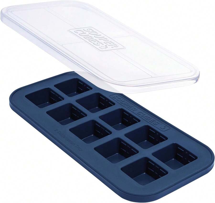2 Tbsp. Silicone Freezer Molds - Perfect For Storing Garlic, Herbs, Ginger, Pesto, Tomato Paste, Lemon Juice, Purees And More - Silicone Baby Food Freezer Tray - Blueberry – 1-Pack,9832653 - 藍色 - 查看 1