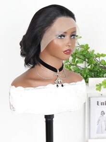 波浪鲍勃混合发 13x4 透明蕾丝前假发 180% 密度短假发 预先拔下的婴儿头发 预先剪好的蕾丝 无需胶水即可佩戴 适合女性日常佩戴 长度 8-16 英寸 假发（混合假发 - 人发和合成纤维混合）假发人发混合发/女性人发混合发假发/人发混合蕾丝前假发/无胶假发/漂白结/蕾丝假发/化装派对/万圣节 - SNatural - 查看 4