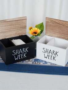 1 件木质翻盖卫生巾收纳盒，多隔层桌面收纳盒，用于洗衣液收纳盒