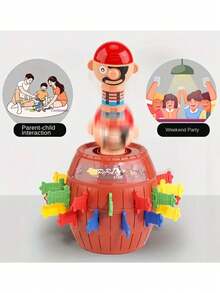 1套海盗桶儿童玩具互动小棋盘游戏魔术剑桶，儿童趣味小玩意海盗桶游戏玩具儿童幸运刺射出玩具 - 彩色 - 查看 8