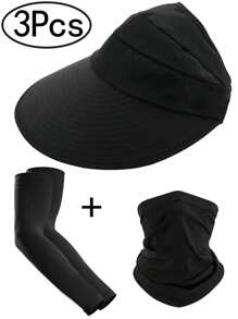 3 件套遮阳帽 + 袖套 + 围脖 男女款渔夫帽 UPF 50+ 布尼帽 可折叠防晒 徒步沙滩钓鱼 夏季