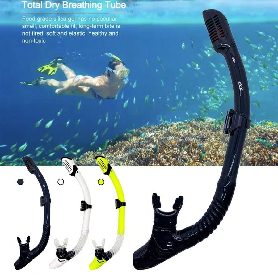 Tubo de respiración de silicona para buceo y esnórquel seco completo, equipo de buceo y esnórquel subacuático, boquilla de silicona para esnórquel - Multicolor - Ver 1