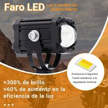 2pzs Faros De Lupa Estrobo Para Moto Led Auxiliares 4 Modos - Negro - Ver 4