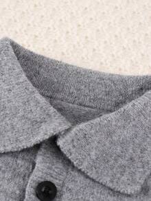 2pcs/Set Girls Sweater Polo Collar Outfit, Cute Cartoon Pattern Sweater With Pleated Skirt, Fashionable & Comfortable For Daily Wear