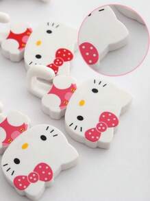 Sanrio 2/4pcs Hello Kitty Adhesive Wall Hooks Contemporary Plastic Utility Hook, Easy Install Wall Mount, Strong Suction Cup No-Trace Hanging For Kitchen And Home