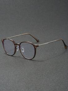 1 Pair Men's 2025 Daily Wear Round Frame Retro Personalized Fashion Non-Prescription Glasses, Suitable For Computer Office, Decoration, Daily Outfit