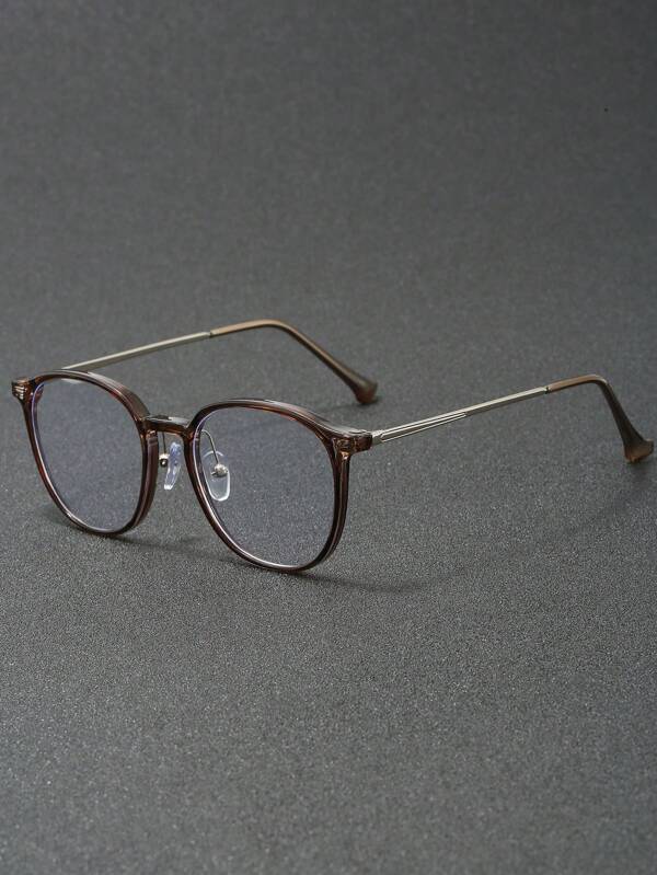 1 Pair Men's 2025 Daily Wear Round Frame Retro Personalized Fashion Non-Prescription Glasses, Suitable For Computer Office, Decoration, Daily Outfit