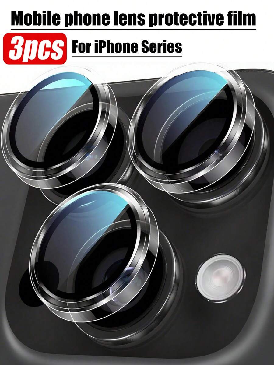 3pcs Transparent Camera Lens Protector, Tempered Glass Screen Protector, Metal Independent Camera Cover Accessories Compatible With IPhone 16 Pro/16 Pro Max - Clear - View 1