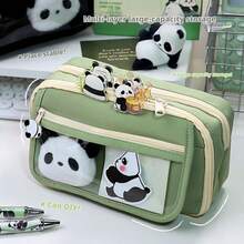 七件套熊猫铅笔盒套装 - 熊猫 - 学校用品 - 包括熊猫娃娃贴纸和铅笔盒 - 返校用品