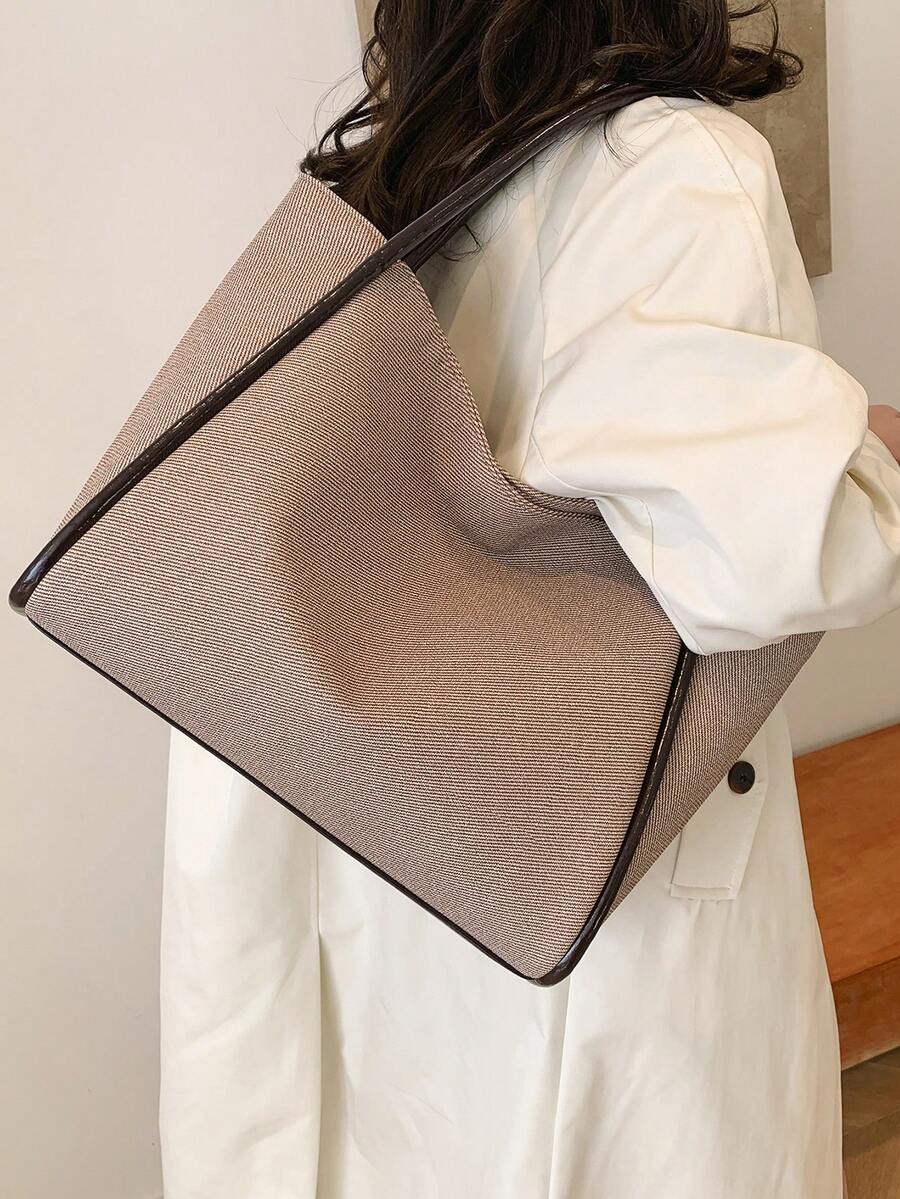 حقيبة تسوق كاجوال كبيرة السعة بألوان متباينة