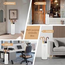 Umbrella Stand For Entryway Metal Umbrella Holder Freestanding Umbrella Stand Round Umbrella Holder Bin Waterproof Umbrella Storage Rack Indoor Walking Stick Holder For Home Entryway 15*42cm WhiteB0CZNXM6K6[Am]14W166