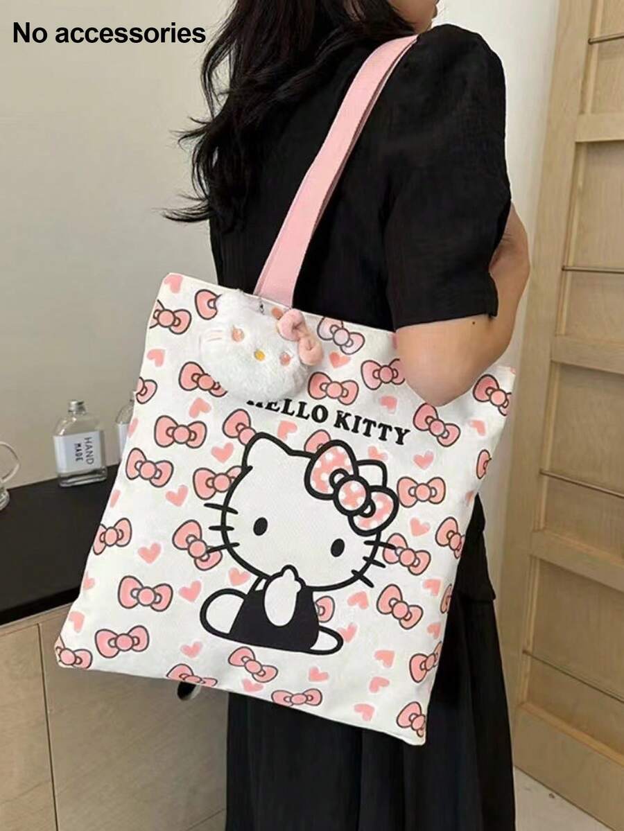 Sanrio 1 pieza Bolso de lona de Sanrio, bolso de hombro versátil, de alta calidad, gran capacidad, adecuado para la escuela, el trabajo y el uso diario, sin accesorios